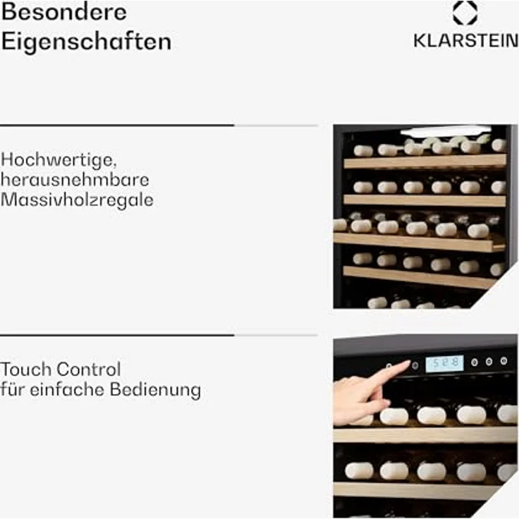Klarstein Vinovilla Trio, Weinkühlschrank für 144 Flaschen, 3 Zonen, 38 dB, 12 Regale, Kompressor, 413 Liter – Bild 5