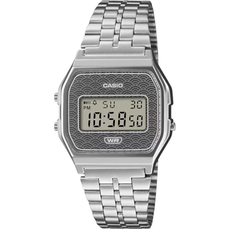 Casio Vintage Collection A159WEVJ-7, Digitaluhr für Herren mit grauem Ziffernblatt, Edelstahlarmband und Quarzwerk – Bild 1