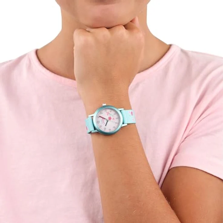 Prinzessin Lillifee Armbanduhr Mädchen Kinder Quarzuhr Analog, mit Textil Armband, Türkis, 3 bar Wasserdicht, Kommt in Uhren Geschenk Box, 2031757 – Bild 5