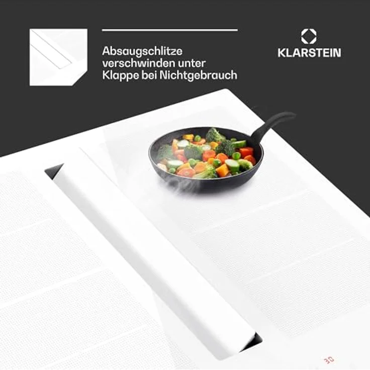 Klarstein Chef-Fusion Induktionskochfeld Mit Dunstabzug - 7.200 W, Boost 8.400 W, 590 m³/h Luftstrom, Energieeffizienzklasse A, Flexzone, Glasoberfläche, Platzsparend, Kindersicherung, Schwarz – Bild 2