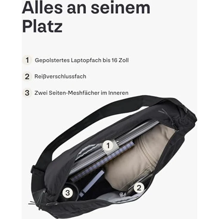 Johnny Urban Umhängetasche Kaia Large Half Moon Bag im Puffer Design, 16 Zoll, Große Crossbody Bag in Halbmond Form, Wasserabweisend – Bild 8