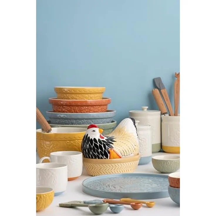 Mason Cash Rührschüssel HOME TO ROOST, orange, hochwertige Keramik mit floralen Details – Bild 8