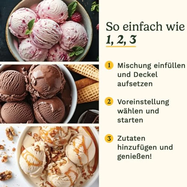 Cuisinart FreezeEase Eismaschine, Selbstkühlend mit 3 Voreinstellungen für Eiscreme, Sorbet und Frozen Joghurt, 950 ml Kapazität, kein Vorkühlen nötig, Kühlhaltefunktion, fertig in 40 Minuten – Bild 4