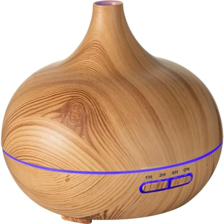 Casativo Aroma-Diffuser in Holzoptik, 300 ml, LED-Beleuchtung in 7 Farben, Timer und ultraschallbetriebene Luftbefeuchtung – Bild 7