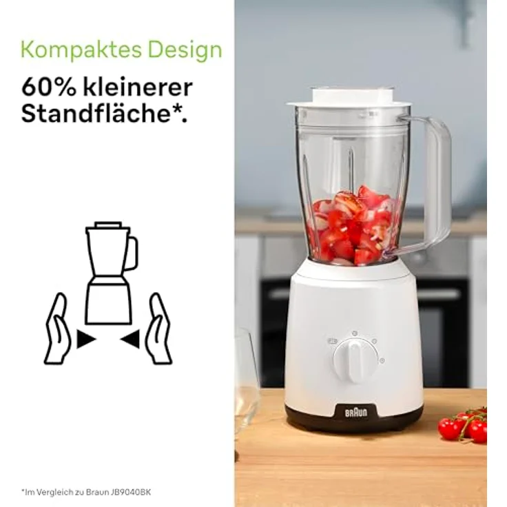 Braun PowerBlend 1 JB1000 Standmixer, 600 Watt, 1,5 Liter, 2 Geschwindigkeiten, weiß – Bild 2