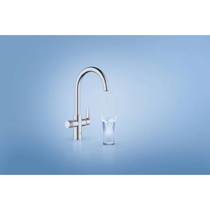 GROHE Blue Pure BauCurve Starter Kit, Wasserfilter mit C-Auslauf und separatem Griff, chrom – Bild 4