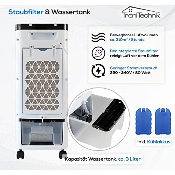 TroniTechnik Luftkühler LK04 Ventilator, inkl. Fernbedienung und Luftfilter – Bild 8