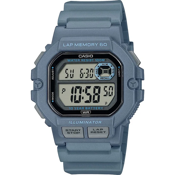 CASIO TIMELESS COLLECTION Chronograph WS-1400H-2AVEF, Quarzuhr, Herrenuhr, digital, automatischer Kalender, blau