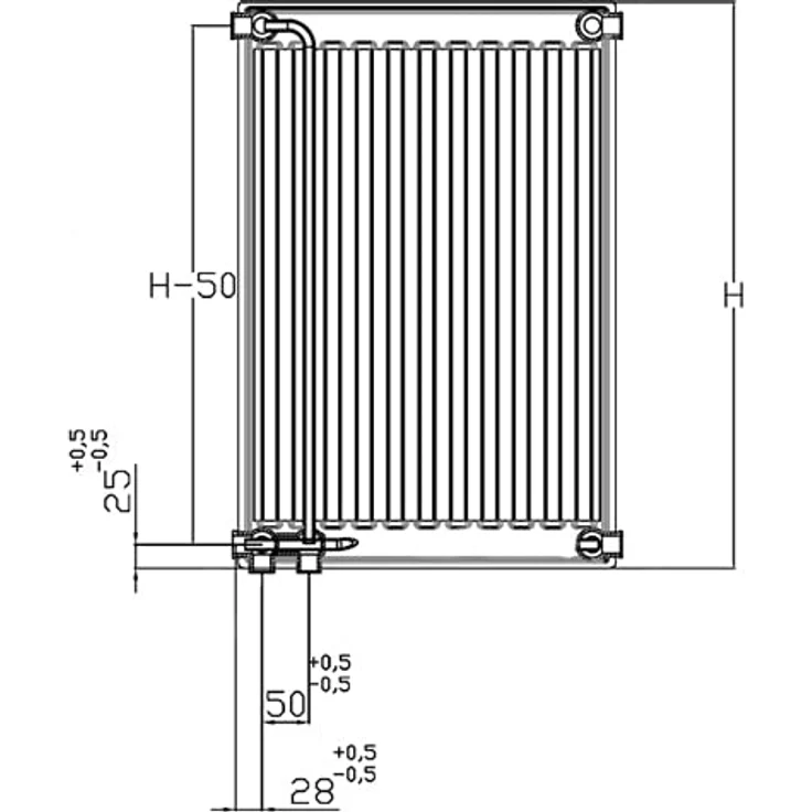 qpool24 Universal-Flachheizkörper Typ 10, 900x500mm mit Aufhängelaschen, 6 Anschlüsse, Verkehrsweiß (RAL 9016), 212 Watt Wärmeleistung – Bild 3