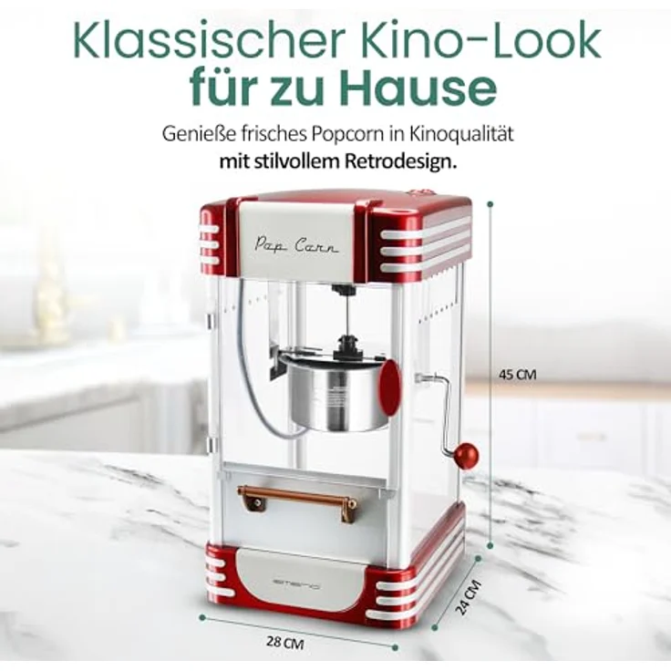 Emerio Popcornmaschine POM-120650, antihaftbeschichteter Behälter auch für süßes oder salziges Popcorn geeignet, 360 Watt – Bild 8