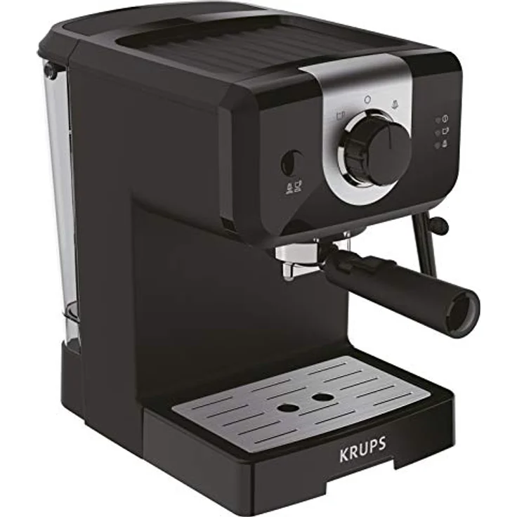 Krups Opio XP320810 Kaffeemaschine, 15 bar Druck, Tassenwärmer und Milchaufschäumer, drehbare Kontrolle, Schwarz-Silber – Bild 2