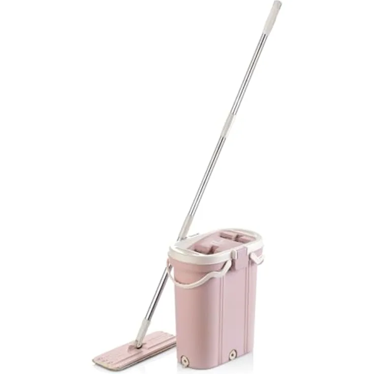 Vip Ahmet Wischmopp Set, Premium Mop-Reinigungsset mit 3-Kammer-System, 14 Liter Eimer, 4 Mikrofaserpads, ergonomisches Design