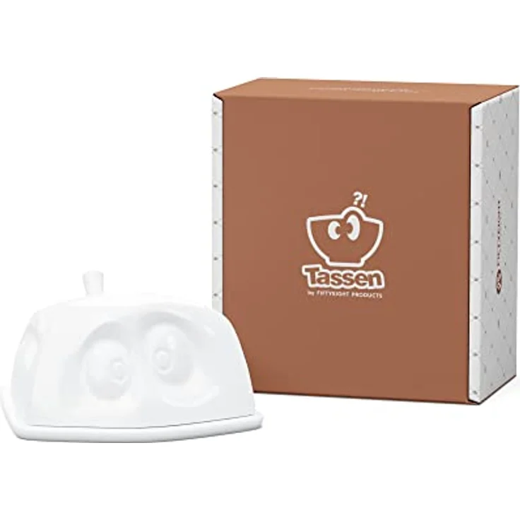 FIFTYEIGHT PRODUCTS / Butterdose „Versteckt“, (Porzellan, L: 15,5 cm B: 13 cm, H: 6,5 cm, Gewicht: 711g, weiß, Made in Germany) – Bild 4