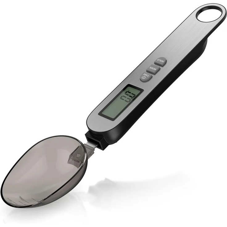 Arendo Löffelwaage Küchenwaage digital, max. 500g, 0,1g Auflösung, incl. 2 abnehmbaren Löffeln, LCD-Anzeige, Edelstahl