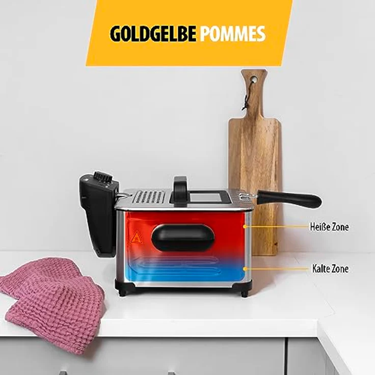 Tristar FR-6949 Fritteuse, 2000 W, 5 Lfassungsvermögen, Sichtfenster, mit Deckel, Edelstahl, silber – Bild 6