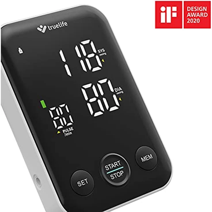 TrueLife Pulse B-Vision Blutdruckmessgerät Oberarm mit LED-Display, Digital Messgerät, Bewegungsanzeige, Arrhythmie-Erkennung & Pulsmessung, 2×120 Speicher, WHO Ampel-Farbskala, Zwei Betriebsarten – Bild 2