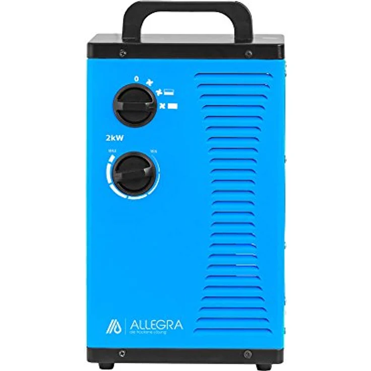 ALLEGRA Heizstrahler Heizlüfter 2Kw 2000 Watt Zeltheizung Radiator Elektroheizung Elektroheizer Bauheizer Elektrisch Heizung H22 mit Thermostat, 230V 50Hz, Keramik Heizspiralen, Überhitzungsschutz, 0-30°C Thermostat, 2 Heizstufen, Lüfterstufe, 160x205x322 mm, 2,7 Kg, Schwarz – Bild 3