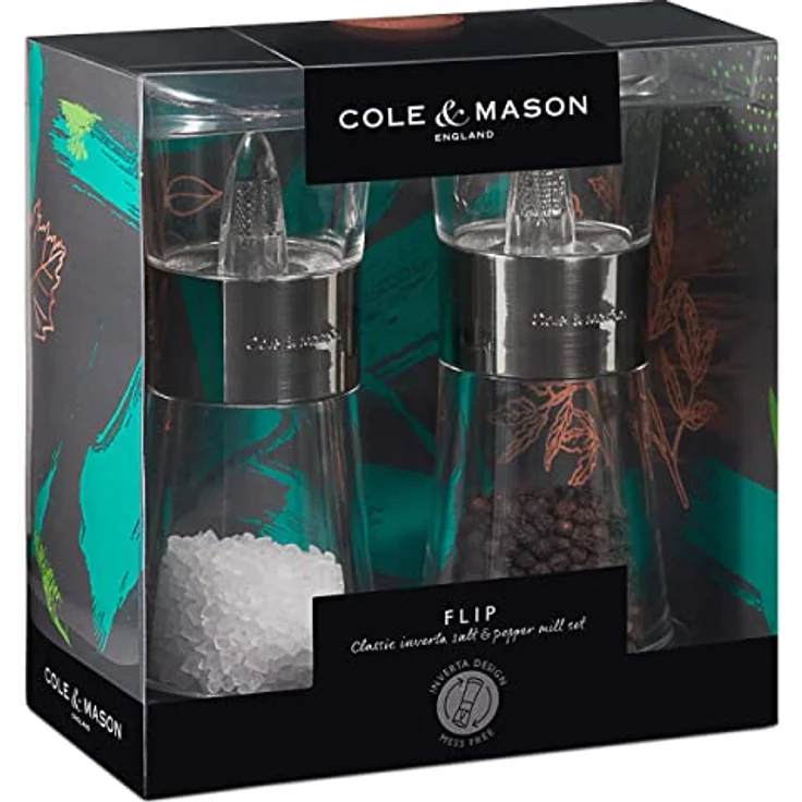 Cole & Mason Inverta Flip 180 154mm CLR Chr-2er Geschenkset Salzmühle, Acryl-Chrome, 15.4 cm – Bild 2