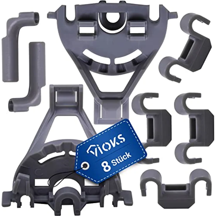 Lager-Set/Klammer Ersatz für Bosch Siemens Neff 00428344 428344 für Geschirrspüler/Spülmaschine Befestigung-Set/Korbeinsatz/Tellerhalter Korbablagen-Lagerset für Unterkorb 8-teilig – Bild 1