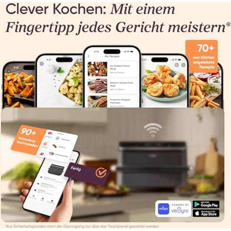 Cosori Dual Blaze TwinFry 10 Liter Heißluftfritteuse CAF-TF101S-AEU, 4 Heizelemente, 8 Portionen, WiFi-Steuerung, schwarz – Bild 6