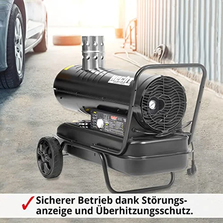 HECHT 3040 Diesel Heizkanone | 18 kW Heizleistung für bis zu 150 m² | Fahrbares Gestell | 1,8 l/h Verbrauch | Robustes Design – Bild 6