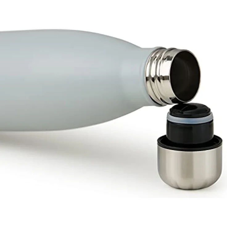 Blumtal® Trinkflasche Edelstahl Charles, 500 ml Thermosflasche in Ultimate Grey, BPA-frei, auslaufsicher, doppelwandige Isolierung für heiße und kalte Getränke – Bild 3