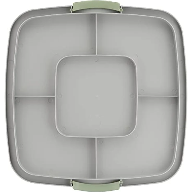 Emsa Prep&Bake Kuchenaufbewahrungsbox, Rechteckig, 37 x 33 cm, Tragegriff, Schneidevorrichtung, Transparent & Grün, K3267034 – Bild 3