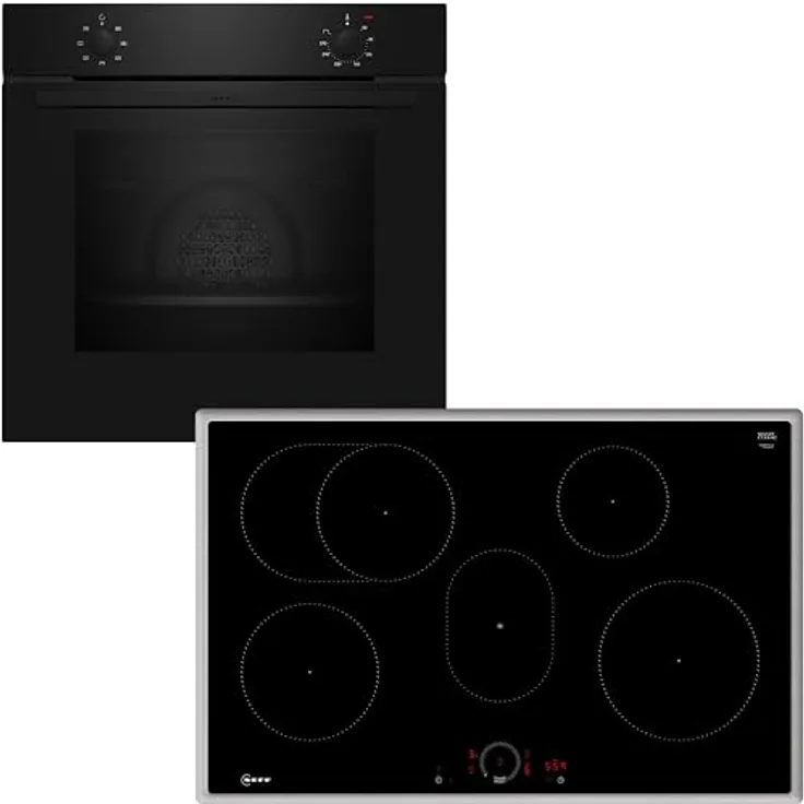 Neff BX18IB Set Backofen B1DCA0AK0 + Induktionskochfeld T58SHF1L0, Schwarz, 71 l Nutzinhalt, 5 Beheizungsarten, Twist Touch®-Steuerung, 4 Kochzonen