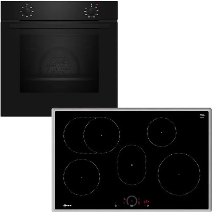 Neff BX18IB Set Backofen B1DCA0AK0 + Induktionskochfeld T58SHF1L0, Schwarz, 71 l Nutzinhalt, 5 Beheizungsarten, Twist Touch®-Steuerung, 4 Kochzonen – Bild 1