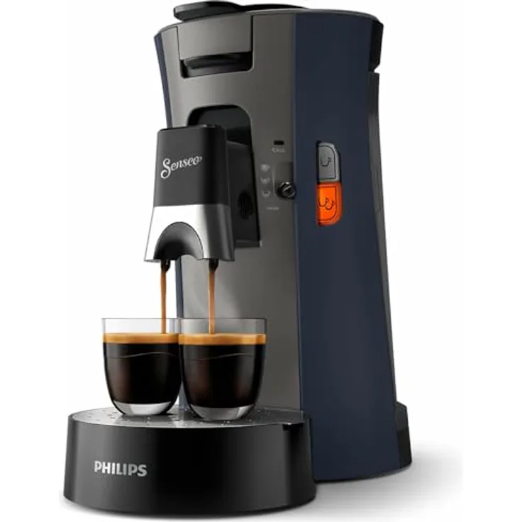 Philips Senseo Select CSA240/71, vollautomatische Kaffeepadmaschine mit 1450 Watt Leistung und 0,9 Liter Wassertank, blau