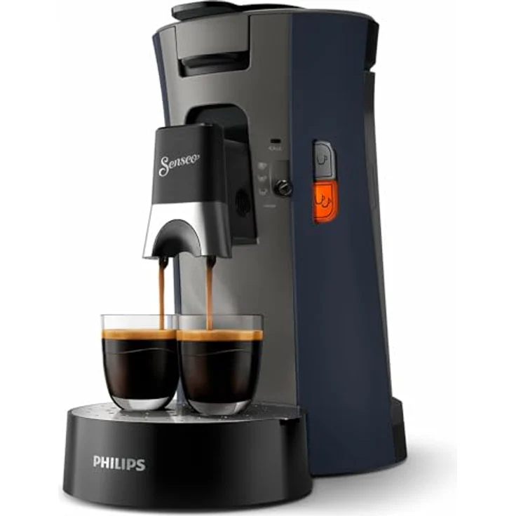 Philips Senseo Select CSA240/71, vollautomatische Kaffeepadmaschine mit 1450 Watt Leistung und 0,9 Liter Wassertank, blau – Bild 1
