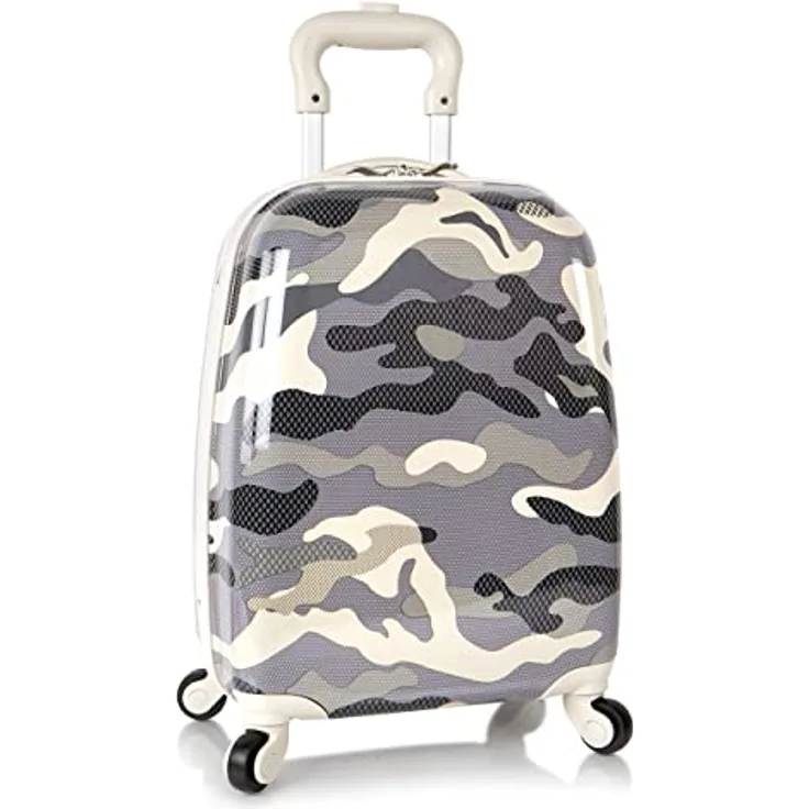 Heys Fashion Spinner, Koffer für Kinder mit Kreuzpackgurt und Wäschefach, grau camo, 25 l