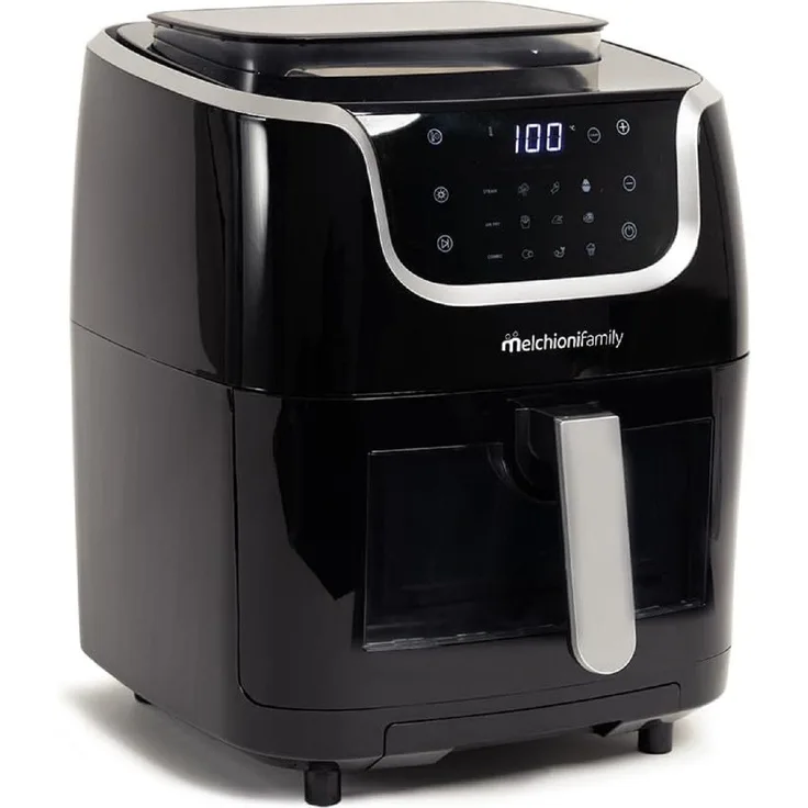 Melchioni Heißluftfritteuse Gioia 3in1 mit Dampf 6,5L, 1,3L Wassertank, Touch-Display 1700W, Schwarz