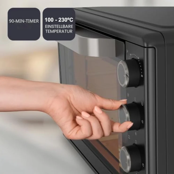 Black+Decker BXOV3000E, 30-Liter Tischbackofen mit 1500 W, Heißluftumwälzung und Grillfunktion, grau – Bild 4