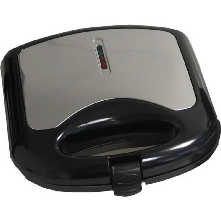 DESKI Sandwichmaker Sandwichtoaster, 750 W, Thermostatgesteuertes Heizelement - Antihaftbeschichtung, Weiß-Silber