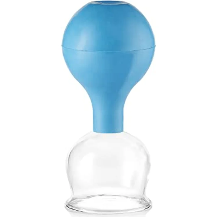 pulox Schröpfglas aus Echtglas inkl. Saugball in Blau, 52 mm – Bild 1