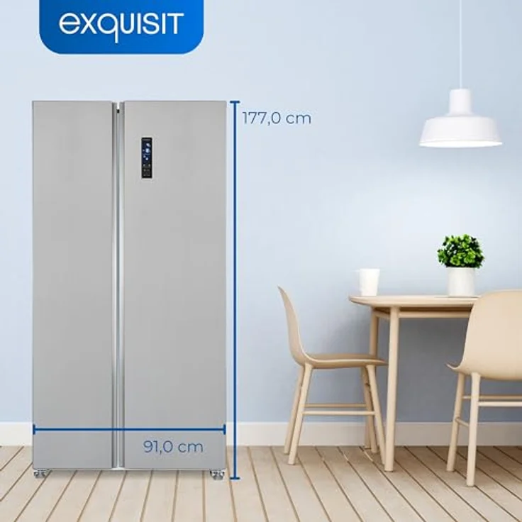 Exquisit Side-by-Side SBS546-040E inoxlook | No Frost | Nutzinhalt: 442 L | Temperaturregelung | Alarm – Bild 4