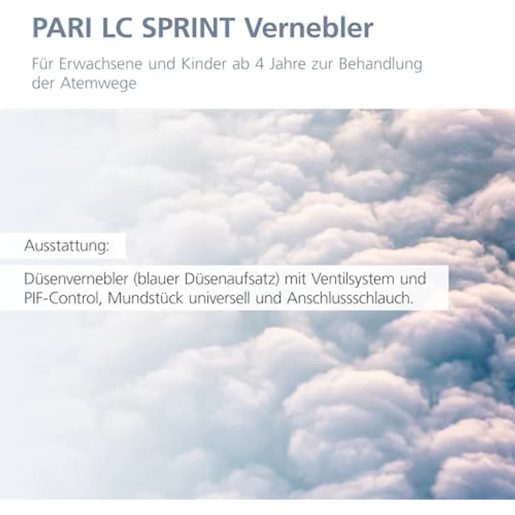 PARI LC Sprint Vernebler zur Inhalationstherapie der unteren Atemwege – Blauer Düsenaufsatz mit Ventilsystem, PIF-Control, Mundstück universell, Anschlussschlauch – PARI BOY Zubehör – Bild 2