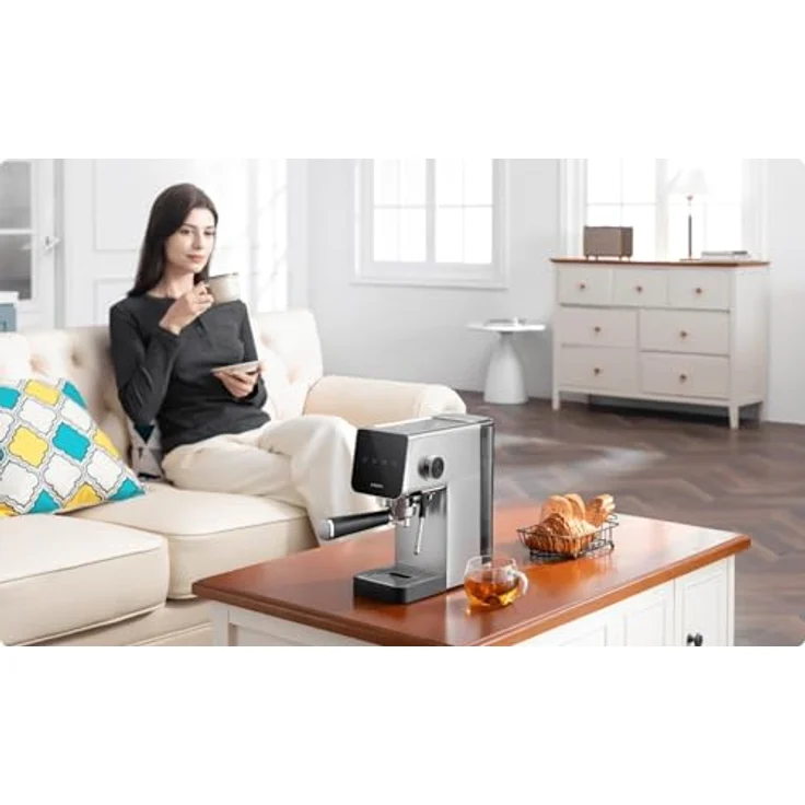 Xiaomi Halbautomatische Espressomaschine BHR9798EU, 20-Bar-Pumpe, Edelstahl, kompakte Bauweise mit Touchscreen und integriertem Tassenwärmer, grau/silber – Bild 8