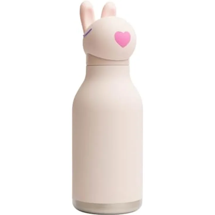 ASOBU Bestie Trinkflasche 475 ml, Tier-Design, isoliert, auslaufsicher, Edelstahl mit Silikon-Trinkhalm