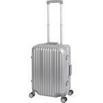 Travelhouse London Koffer Handgepäck · Silber · Alu-Rahmen · Hartschalen in Polycarbonat · 4 Rollen · 2X TSA Zahlenschloss · 55x37x23cm · 47L