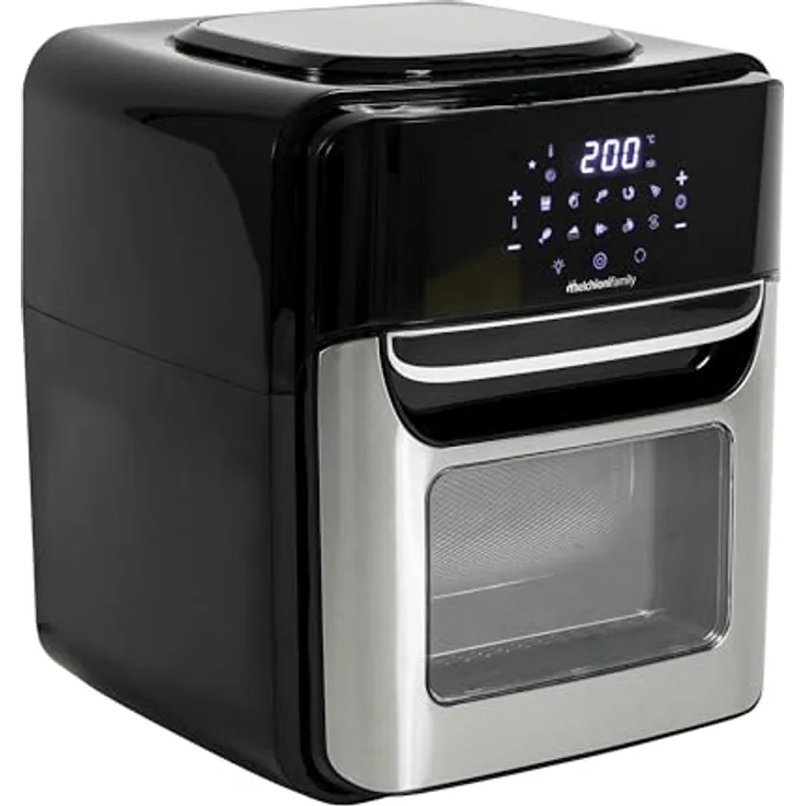 Melchioni Family | Smarte Heißluftfritteuse VIRGINIA, 12L Kapazität, Wi-Fi kompatibel, Schwarz