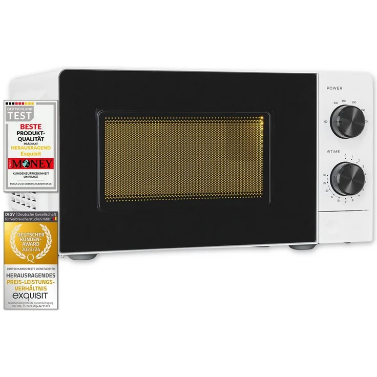 exquisit Mikrowelle MW950-070, 20,00 l, Aftau Programm, Manuelle Steuerung, Zeitschaltuhr