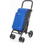 Carlett - Einkaufstrolley, Faltbarer Supermarkt-Trolley, mit 4 regenfesten Rädern und Einer großen Kapazität von 25kg, Haupttasche 50L, Thermotasche 10L und Hecktasche - Farbe: Blau
