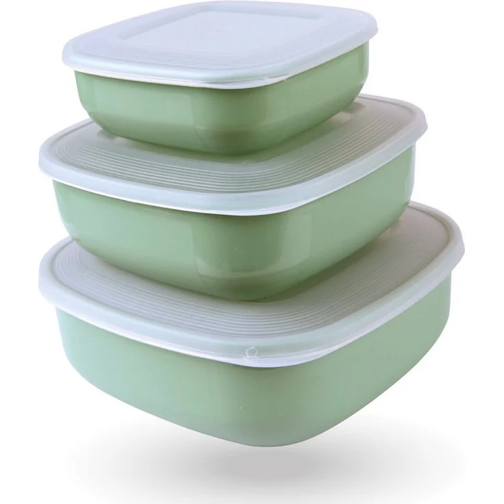 Pro Home Vorratsdose Stapelbar "eckig" 3er Set, Kunststoff, Mikrowellengeeignet, Spülmaschinenfest, Lebensmittelecht, 0,5L - 1,0L - 1,5L