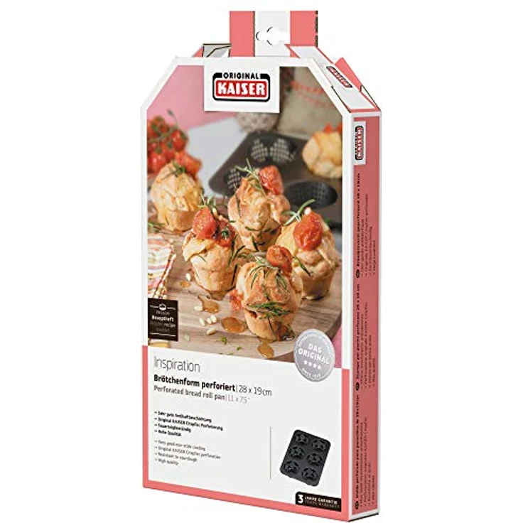 Kaiser Inspiration Brötchenbackform perforiert 28 x 19 cm für 6 Brötchen antihaftbeschichtet sauerteigbeständig – Bild 8
