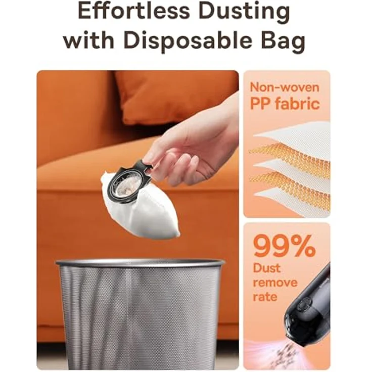 Baseus AP01 Autostaubsauger, 5000 Pa, 6000 mAh, Schwarz - Handstaubsauger mit 85W Motor und Effizienz bei der Reinigung von kleinen Verunreinigungen – Bild 3