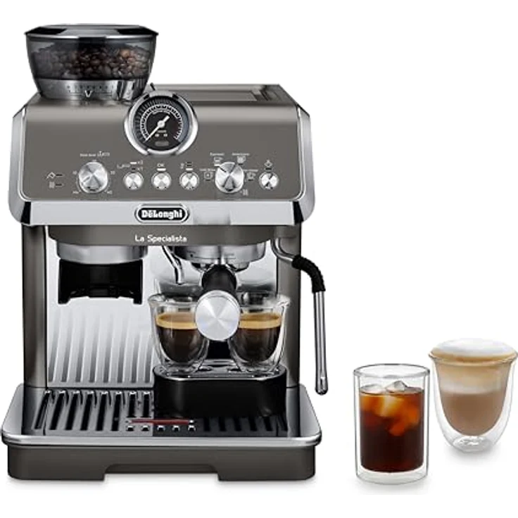 De'Longhi La Specialista Arte Evo EC9255.T Espresso Siebträgermaschine, mit Cold Brew-Funktion, mit Professioneller Milchaufschäumdüse, Sensor-Mahlwerk-Technologie, inkl. Barista-Kit, 1450W, Titan – Bild 1