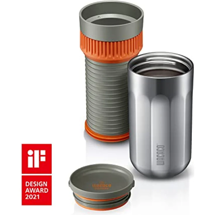 WACACO Pipamoka Tragbare Kaffeemaschine, Reise Kaffeemaschine Klein, Manuelle Camping Kaffeebereiter, Alles in Einem Vakuumdruck, Edelstahl Thermobecher, Schnelle Extraktion, 10 fl oz – Bild 2