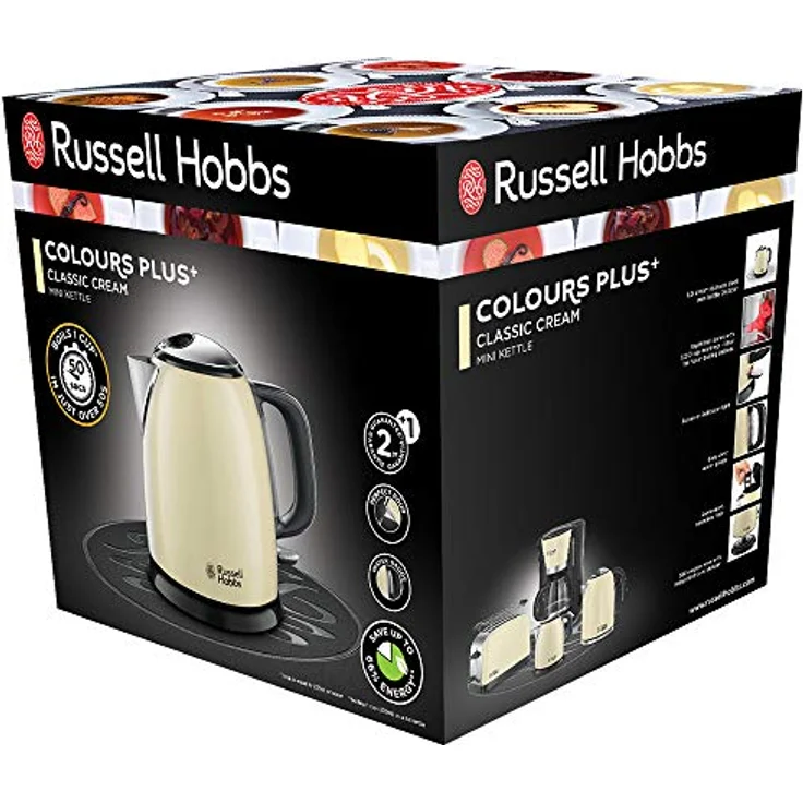 Russell Hobbs Mini-Wasserkocher Colours+ creme, 1,0l, 2400W, Schnellkochfunktion, herausnehmbarer Kalkfilter, optimierte Ausgusstülle, kleiner Reisewasserkocher, kompakter Teekocher 24994-70 – Bild 2